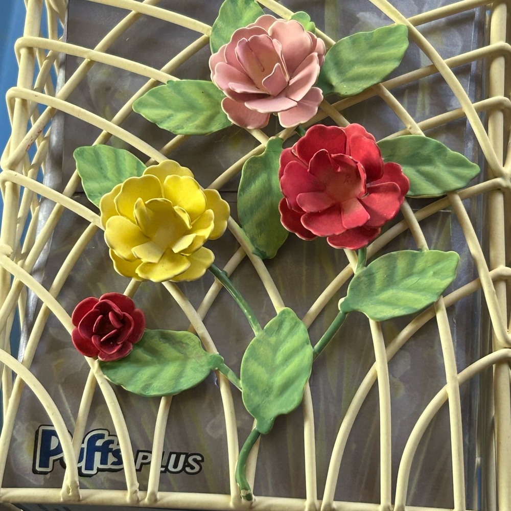 Vintage 1950s Tissue Box Holder ~ Italian Floral Tissue Cover - Picture 3 of 4